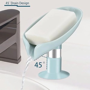 Jabonera con Forma de Hoja, Autodrenante, sin Perforaciones, con Ventosa, Apta para Baño - Product Image 6