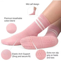 Chaussettes antidérapantes de haute qualité en stock – Yoga, ballet, rayées, unies, Xingyou, mi-mollet, en coton, pour femmes, athlétiques, Pilates