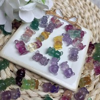 Vente en gros de sculptures d'ours en fluorite arc-en-ciel en cristal naturel Mini impression laser Cadeaux de décoration pour la maison Sculptures de pierres précieuses de guérison