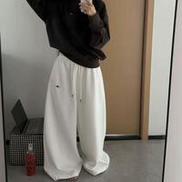 Pantalon de jogging ample gris pour femme avec cordon de serrage, taille élastique, style streetwear, pantalon ballon pour l'entraînement