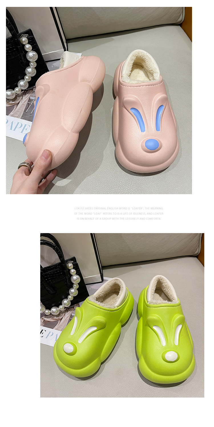 Women Winter Furry Slippers Cute Rabbit Warm Soft Thick Plush Slippers Shoes
