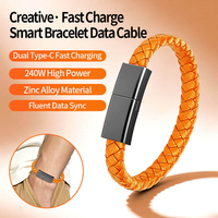 Câble de données bracelet 240W double Type-C, bracelet tressé créatif, cordon de charge rapide, bracelet de charge portable en alliage de zinc