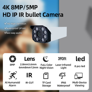 <span class=keywords><strong>Camera</strong></span> IP Bullet ngoài trời 4K 8MP 5MP POE HD, tích hợp âm thanh hai chiều, 8 đèn <span class=keywords><strong>LED</strong></span> hồng ngoại, chức năng <span class=keywords><strong>IR</strong></span>-CUT, tầm nhìn ban đêm, chống nước IP66, <span class=keywords><strong>camera</strong></span> CCTV - Product Image 6