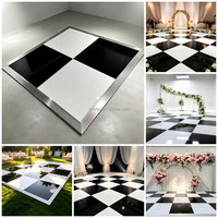 Panneaux de scène de danse pliables en alliage d'aluminium noir et blanc brillant, design modulaire, capacité de charge de 500 kg, installation rapide