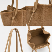 Sac fourre-tout personnalisable en cuir véritable avec fourrure animale pour femme, sac à bandoulière doux pour l'hiver, OEM ODM