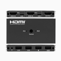 Conmutador KVM 2 en 1 de Metal USB3.0 Hardrock, 4K60HZ, Control Remoto Infrarrojo, Versión Mejorada, Salida de Audio/Video HD, Logotipo Personalizado
