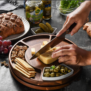 Juego <span class=keywords><strong>de</strong></span> <span class=keywords><strong>tabla</strong></span> y plato <span class=keywords><strong>de</strong></span> queso charcutería al por mayor, <span class=keywords><strong>tabla</strong></span> para <span class=keywords><strong>cortar</strong></span> queso <span class=keywords><strong>de</strong></span> acacia <span class=keywords><strong>de</strong></span> 13 pulgadas y <span class=keywords><strong>cuchillo</strong></span> para entretener y servir - Product Image 3