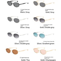 Lunettes de soleil tendance à monture ovale, protection UV400, métal, monture intégrale, petit design luxueux pour femmes et hommes, accessoires de mode