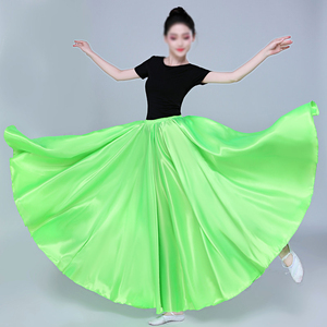 Falda Larga de Raso con Vuelo Amplio de 360/540/720 Grados para Mujer, Traje de Actuación en Escenario, Atuendo de Danza de Apertura, <span class=keywords><strong>Ropa</strong></span> de Práctica - Product Image 5