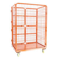 Chariot de manutention pliable en acier à 4 côtés durable avec pédale de sécurité intégrale, empilable pour le stockage de colis