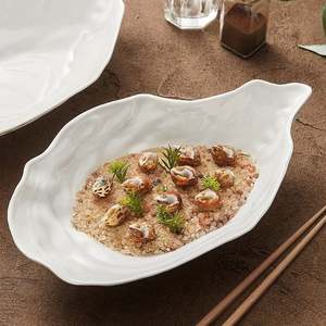 <span class=keywords><strong>Assiette</strong></span> à salade en forme de coquille d'<span class=keywords><strong>huître</strong></span> en céramique blanche pure pour restaurant, vaisselle créative pour hôtel Japandi - Product Image 5
