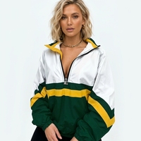 Blouson Bomber Vintage Personnalisé Imprimé Coupe-Vent avec Fermeture Éclair 1/4, 100% Polyester, Motif Carreaux Léopard, Vente en Gros