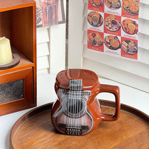 Taza <span class=keywords><strong>de</strong></span> Cerámica con Diseño <span class=keywords><strong>de</strong></span> Guitarra, Creativa, Musical, Única, <span class=keywords><strong>de</strong></span> Alta Calidad, para Regalo, con Tapa, Venta al Por Mayor - Product Image 4