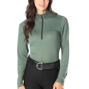 Chemise d'équitation pour femmes, col rond, manches longues, demi-fermeture éclair, respirante, séchage rapide, toutes saisons - Product Image 4