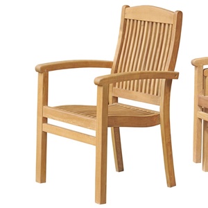 Modern Durable Solid Teak Wood <b>Stacking</b> <b>Chair</b> for Outdoor <b>Garden</b> Park Patio Dining Beach Villa Camping-Indonesian Manado Style - Product Image 2