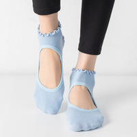 Chaussettes de yoga pour femmes en coton peigné tricoté, sans talon, antidérapantes, taille unique, pour Pilates, fitness, danse