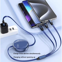 HYTO OEM Logo Cadeau Câble de Données Tressé en Nylon 1.2M 3 en 1, Câble de Charge USB Rétractable Multiple 100W TPE pour Téléphone/Type-C/Android