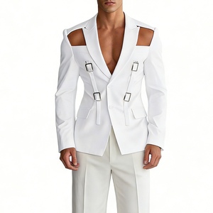 <span class=keywords><strong>Blazer</strong></span> da <span class=keywords><strong>uomo</strong></span> con dettagli a fibbia e taglio cut-out - Giacca <span class=keywords><strong>oversize</strong></span> a maniche lunghe con revers a reversi Sehe Fashion - Product Image 3