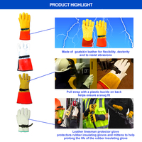 Classe 0 cuir de chèvre protecteur monteur de ligne électrique travail main gants sécurité pour une utilisation avec des gants isolés en caoutchouc travail utilitaire