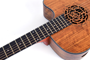 Guitare électro-acoustique à 6 cordes en acier, prix de gros pour instruments de <span class=keywords><strong>musique</strong></span>, marque OEM, 40 pouces, gravure florale sur le trou sonore - Product Image 5