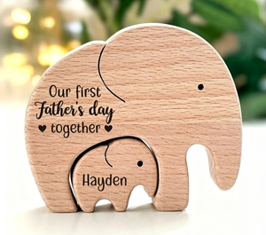 Decorazioni ecologiche incise personalizzate Topper intaglio in legno di elefante fatto a mano regalo per la festa della mamma del papà - Product Image 2