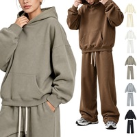 Ensemble de survêtement unisexe surdimensionné à capuche, deux pièces, coupe large, pantalon de jogging, streetwear personnalisé OEM