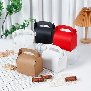 Portable Paper Cake <b>Box</b> With Handle Rectangle Kraft Paper Gift Packaging For Baking Mousse Swiss <b>Roll</b> Takeaway - Product Image 1