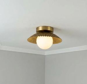 โคมไฟเพดานแบบฝังฝ้าลายฟลูต – โคมไฟทรงกลมแก้วฝ้าลายเปลือกหอย - Product Image 1