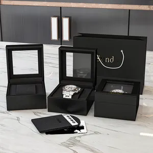 High quality luxury plastic pu leather custom window watch box watch box gift leather watch cases