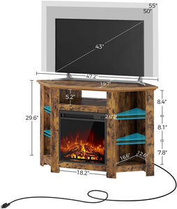 בית ריהוט מודרני פינת גבוה מיני פשוט ארון עץ יחידות קיר טלוויזיה <span class=keywords><strong>Stand</strong></span> סט עם Led ואח - Product Image 2