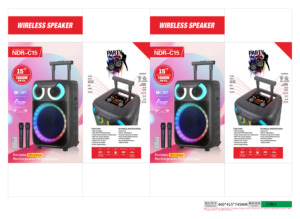 Altavoz con carrito <span class=keywords><strong>de</strong></span> luz para karaoke, reproductor <span class=keywords><strong>de</strong></span> música portátil con cable, <span class=keywords><strong>15</strong></span> pulgadas, precio barato, recargable, sonido fuerte - Product Image 3