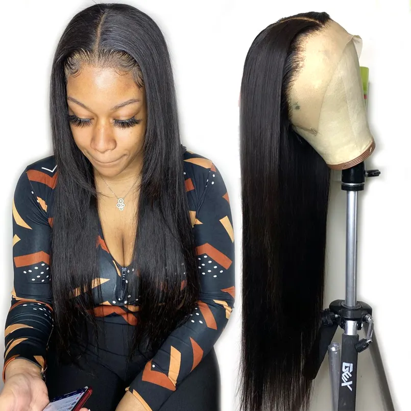 Peluca de cabello humano rizado para mujeres negras, pelo brasileño con flequillo, 100 de densidad, 250 sin procesar, con encaje completo hd, muestra gratis