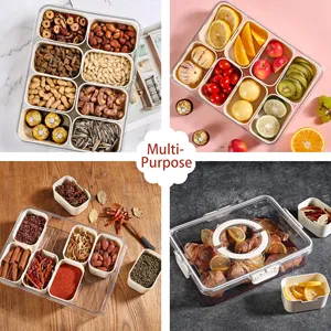 Bandeja de Servir con 4/8 Compartimentos y Tapas, Portátil, para Frutas, Nueces, Dulces, Especias, Caja de Almacenamiento para Refrigerador, Contenedor de Alimentos - Product Image 5