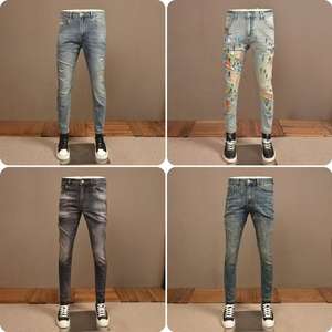निर्माता थोक जींस स्लिम उच्च सड़क फैशन पुरुषों की जींस नाइट नाइट क्लब ब्लैक राइनस्टोन जींस पुरुषों - Product Image 5