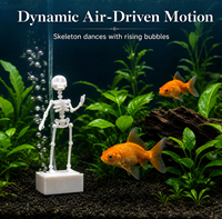 Décoration d'Halloween : Squelette Dansant Imprimé en 3D pour Aquarium, Boîte en Plastique avec Mouvement Dynamique à Propulsion d'Air, Attraction Lumineuse, Nouveauté Fêtes