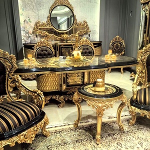 Set di Divani in Legno Massiccio Stile Vittoriano Europeo, Lussuoso Set di Divani Intagliati in Stile Tradizionale per Hotel e Ville - Product Image 6