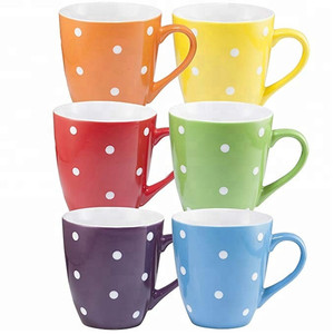 300ml mejor venta personalizada de café tazas de cerámica con patrón de punto - Product Image 4