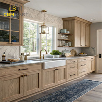 CBMMart Armoires de cuisine de luxe en bois plaqué Ensembles d'armoires d'îles Comptoirs en quartz Armoire de cuisine moderne pour maisons