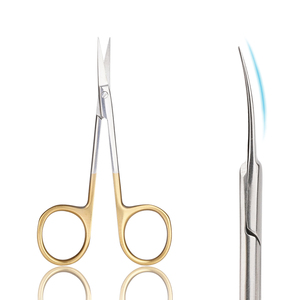 Tijeras puntiagudas de hoja curva ultrafina con mango dorado, pinza para cutículas de uñas de 11,5 cm, grado médico profesional - Product Image 2