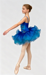 Vestido <span class=keywords><strong>de</strong></span> Ballet con Degradado Azul Anna Shi, Falda <span class=keywords><strong>de</strong></span> <span class=keywords><strong>Organza</strong></span> con Lentejuelas y Flores 3D, Disfraz <span class=keywords><strong>de</strong></span> Danza para Niñas - Product Image 4