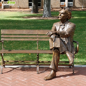 YOUFINE High Quality Famous Figure Customized Life Size Bronze Albert Einstein Sculpture Man On Bench - Product Image 2
