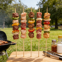 Brochettes en bois de bouleau naturel pour stand de restauration, barbecue, jetables, écologiques, biodégradables, en vrac