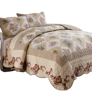 High quality colchas 3pc microfiber patchwork king size elegant embossed quilt bedding bedspread