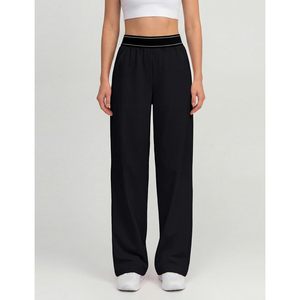 FOXA Womens Spandex/Polyester Simple <b>Track</b> <b>Pants</b> Loose <b>Straight</b> <b>Leg</b> Elastic Waist Lightweight Trousers Summer Workout Wear - Product Image 2