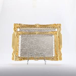 Plateau en fer et dentelle arabe bicolore de Dubaï Plateau de service en métal Rectangle Ensemble de table écologique - Product Image 6