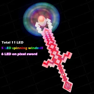 LED windmill sword toy magic flashing mosaics pixel spinning light up sword flashing sword stick