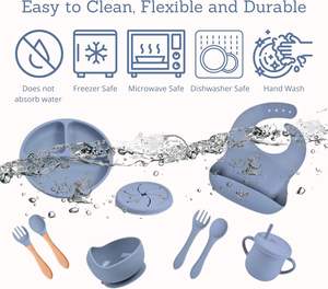 Wholesale Baby Feeding Set Silicon Baby <b>Bib</b> With Bowl Plate and Spoon Silicone <b>Bibs</b> <b>Dummies</b> Pacifier - Product Image 2