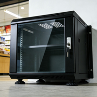 Armoire serveur 9U pour expédition en vrac, 19 pouces, 450*530*400mm, revêtement poudré avec verre trempé, plaque en acier SPCC, pour centre de données