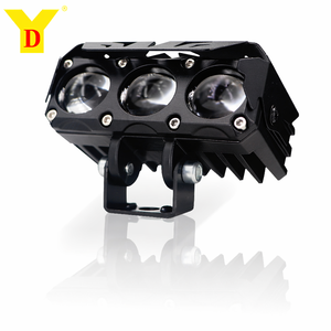 Faro LED para Motocicleta de 3 Lentes, 12-80V, 24W, 2400LM, Doble Color Blanco/Amarillo/Azul Hielo, Luz Alta/Baja, Foco Auxiliar de Aluminio para Conducción - Product Image 1