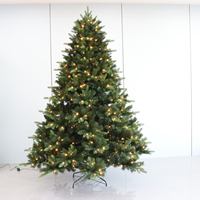 Sapin de Noël artificiel floqué et givré, pré-éclairé avec lumières LED blanc chaud/jaune, base métallique, pour décoration intérieure et festive